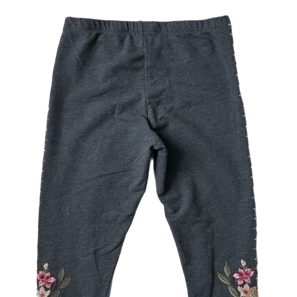 Johnny Was Gray Floral Embroidered Leggings Charcoal Cotton Lycra Size Small - Picture 5 of 8